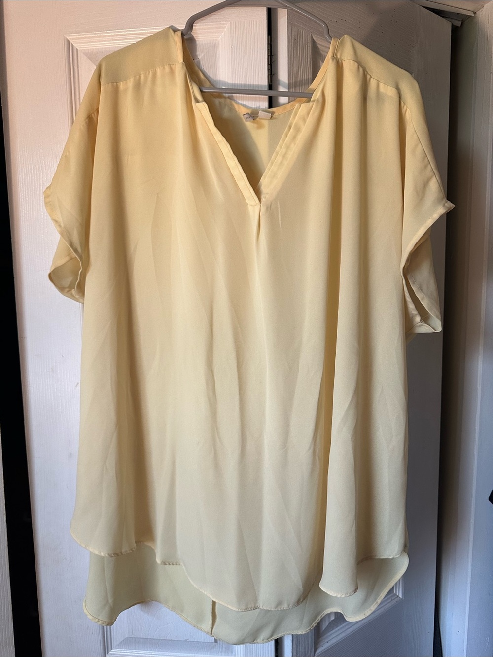 Cato Pale Yellow V-Neck Blouse